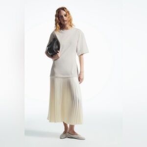 Pleated Skirt T-Shirt Dress (in stone) - COS